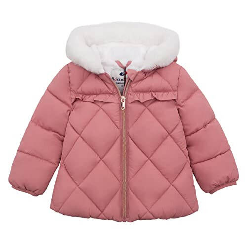 Rokka&Rolla Baby Girls' Water-Resistant Puffer Jacket Hooded Winter Coat with Soft Mini Fur Lining for Newborn Infant Toddler - 1