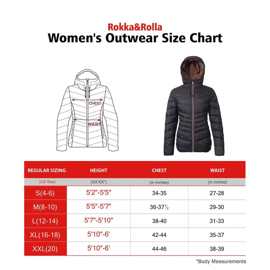 Rokka&Rolla Women's Light Puffer Jacket Coat, up to 2XL - 2