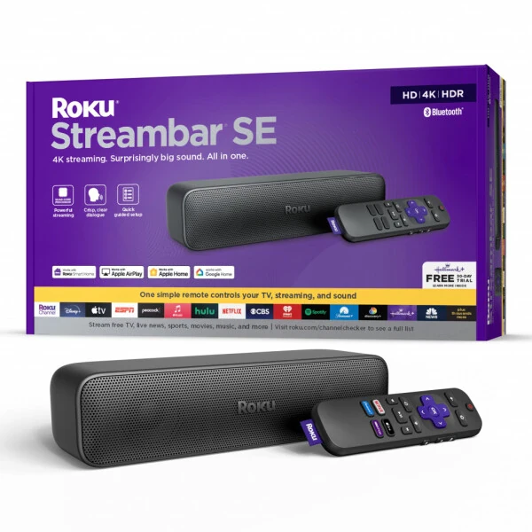 Roku Streambar SE - 2-в-1 ТВ-саундбар со встроенным стримингом, премиум-динамиками и функцией разборчивой речи - ROKU