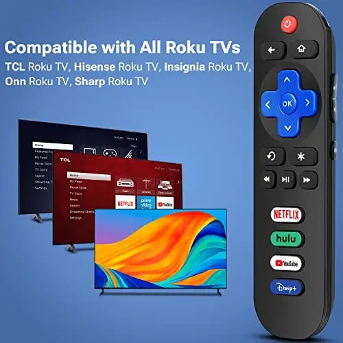 Roku TV Pulti bilan mos, TCL/Onn/Hisense/Insignia/Sharp/Element/Westinghouse Roku seriyali Smart TV lar uchun (RC280) - 2