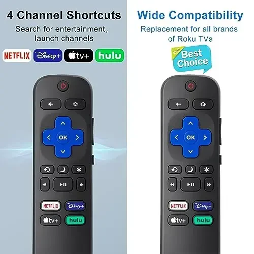 Roku-TV-Remote o'rnini bosuvchi, Hisense/Onn/Sharp Roku Series Smart TV'lar uchun mos keladi 【2 dona】 - 5