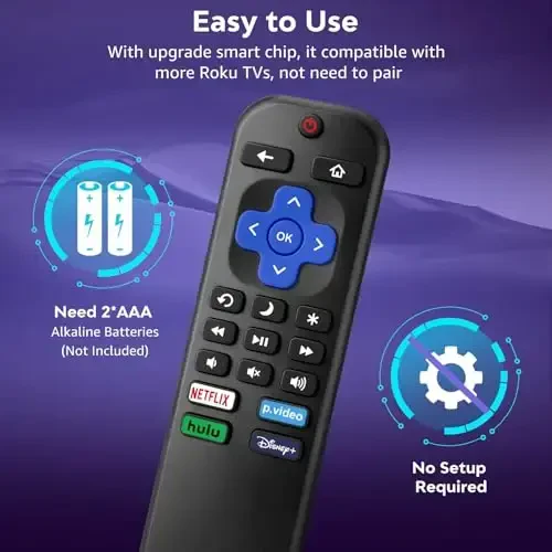 Roku-TV-Remote-Replacement uchun, TCL, ONN, Hisense Roku televizorlari uchun universal boshqaruv (Bu Roku Box, Stick, Express yoki Player bilan ishlamaydi) - 5