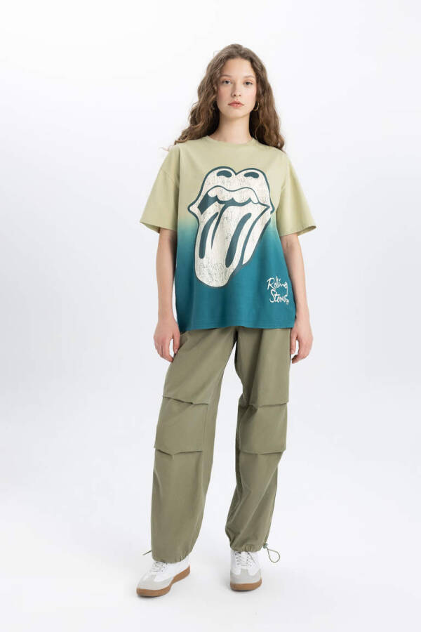 Rolling Stones Oversize Fit Bisiklet Yaka Kısa Kollu Tişört Haki - 3