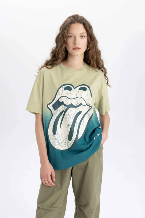 Rolling Stones Oversize Fit Bisiklet Yaka Kısa Kollu Tişört Haki - 8