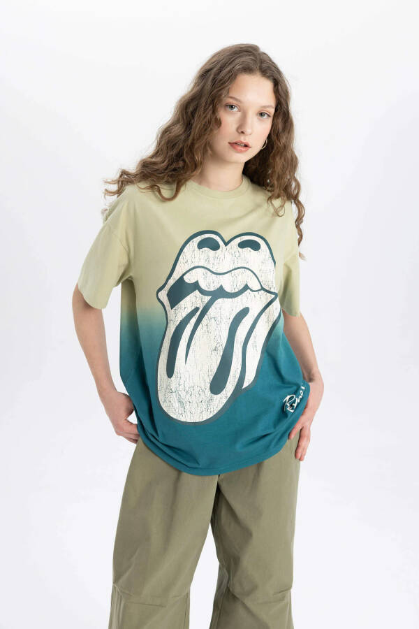 Rolling Stones Oversize Fit Bisiklet Yaka Kısa Kollu Tişört Haki - 10