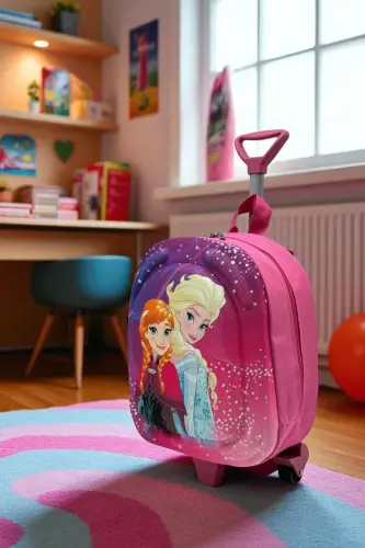 Rolling Wheeled Kindergarten Nursery Kids Backpack Suitcase - Pink - Princess Trolley - 3