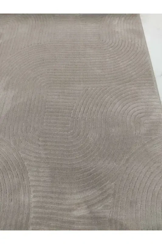 Rölyef Joy Bej Kaymaz Taban Kesme Halı Yolluk-Vizon - 3