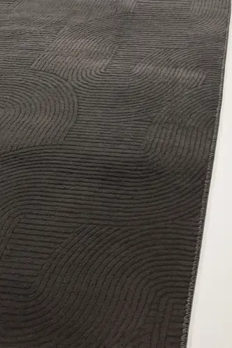 Rölyef Joy Düz Saçakl Kaymaz Taban Kesme Antre Halı Yolluk Antrasit-Koyu Gri - 3