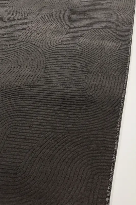 Rölyef Joy Düz Saçakl Kaymaz Taban Kesme Antre Halı Yolluk Antrasit-Koyu Gri - 3