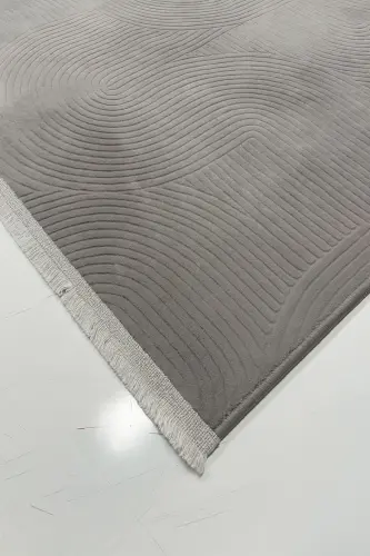 Rölyef Joy Düz Saçakl Kaymaz Taban Kesme Antre Halı Yolluk Gri-Gri - MERINOS (1)