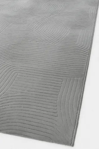 Rölyef Joy Düz Saçakl Kaymaz Taban Kesme Antre Halı Yolluk Gri-Gri - 3