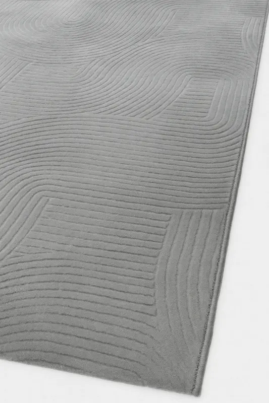 Rölyef Joy Düz Saçakl Kaymaz Taban Kesme Antre Halı Yolluk Gri-Gri - 3