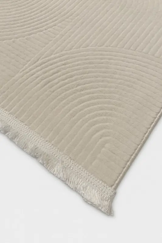 Rölyef Joy Düz Saçakl Kaymaz Taban Kesme Antre Halı Yolluk Krem-Ekru - 2