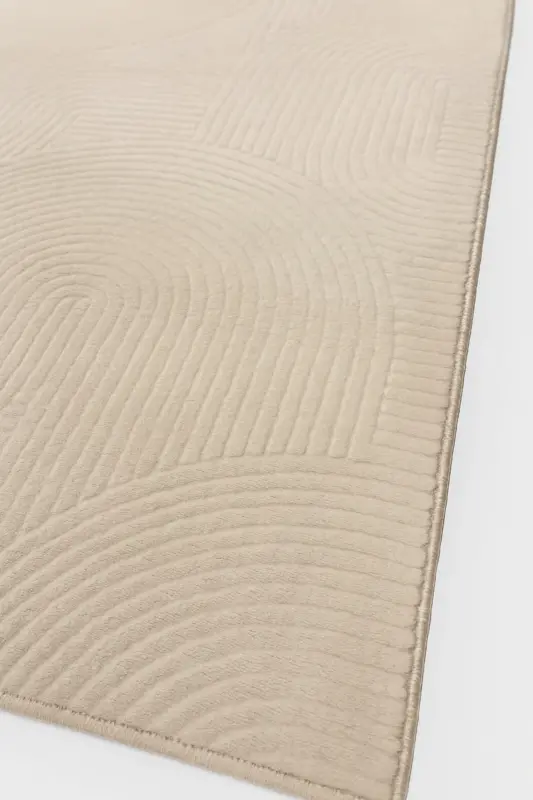 Rölyef Joy Düz Saçakl Kaymaz Taban Kesme Antre Halı Yolluk Krem-Ekru - 3