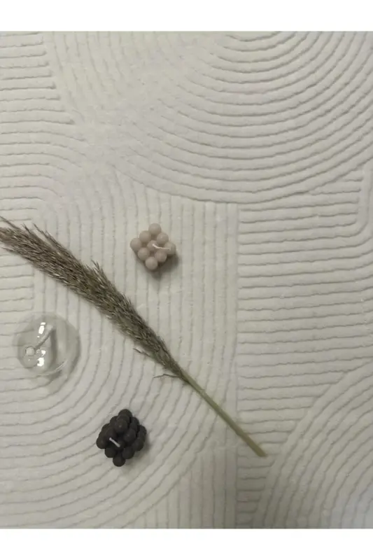 Rölyef Joy Düz Saçakl Kaymaz Taban Kesme Antre Halı Yolluk Krem-Ekru - 4