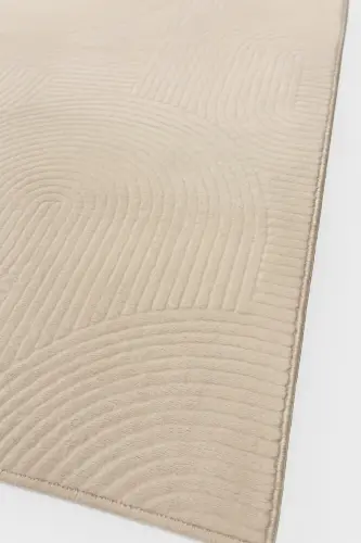 Rölyef Joy Düz Saçakl Kaymaz Taban Kesme Antre Halı Yolluk Krem-Ekru - 3