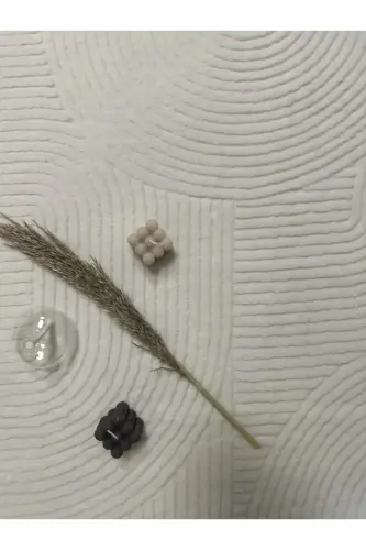 Rölyef Joy Düz Saçakl Kaymaz Taban Kesme Antre Halı Yolluk Krem-Ekru - 4