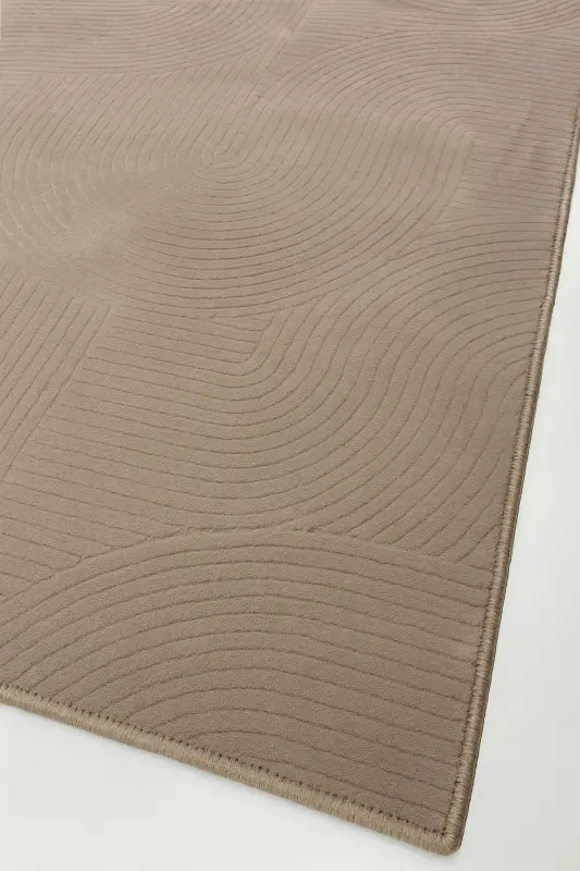 Rölyef Joy Düz Saçakl Kaymaz Taban Kesme Antre Halı Yollukvv-Açık Kahve - 3