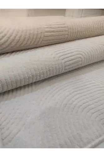 Rölyef Joy Krem Kaymaz Taban Halı Yolluk Kilim Büyük Ebatlar-AçıkBej - 2