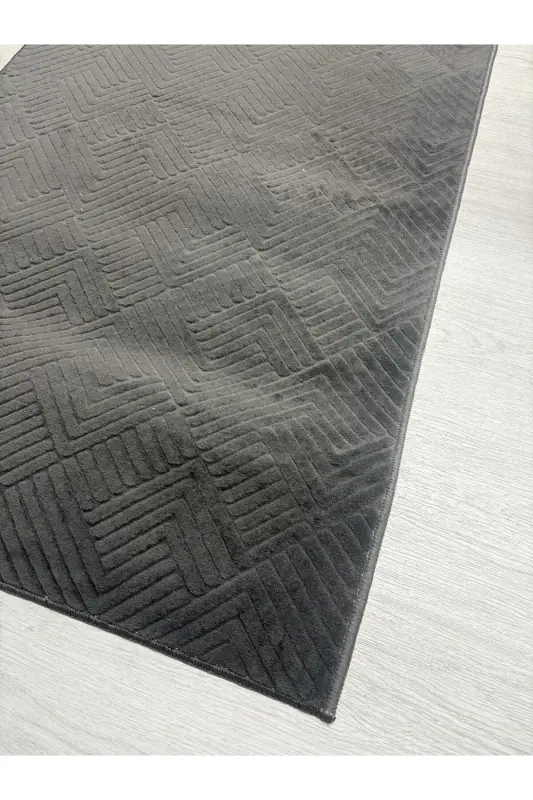 Rölyef Kaymaz Taban Oda Salon Koridor Mutfak Halı Yolluk Antrasit - Antrasit - 2