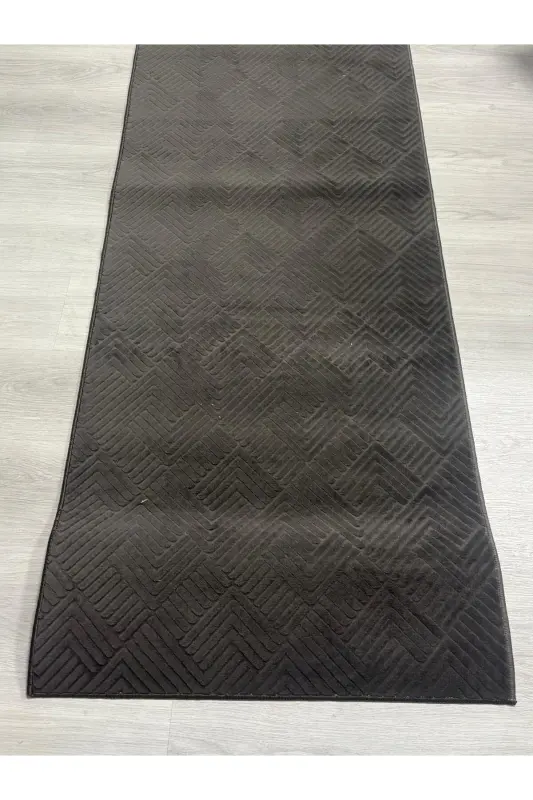 Rölyef Kaymaz Taban Oda Salon Koridor Mutfak Halı Yolluk Antrasit-Antrasit - 3