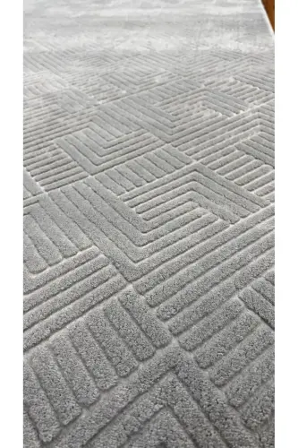 Rölyef Kaymaz Taban Oda Salon Koridor Mutfak Halı Yolluk Gri-Gri - MERINOS (1)