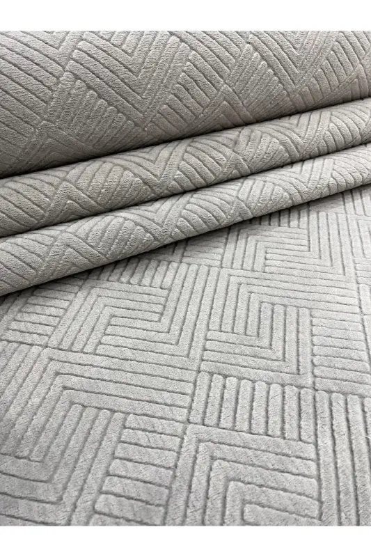Rölyef Kaymaz Taban Oda Salon Koridor Mutfak Halı Yolluk Gri - Gri - MERINOS