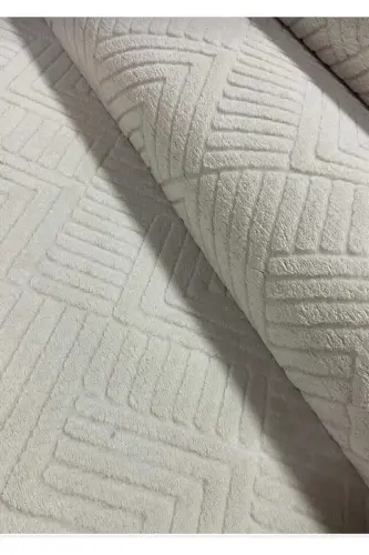 Rölyef Kaymaz Taban Oda Salon Koridor Mutfak Halı Yolluk Krem - Krem 
