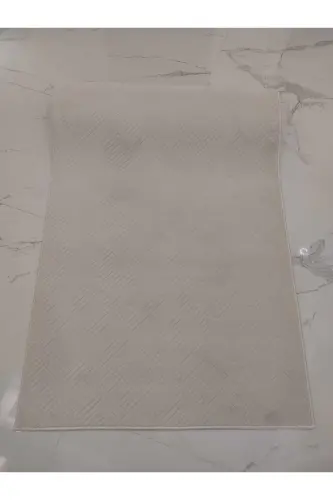 Rölyef Kaymaz Taban Oda Salon Koridor Mutfak Halı Yolluk Krem - Krem - 4