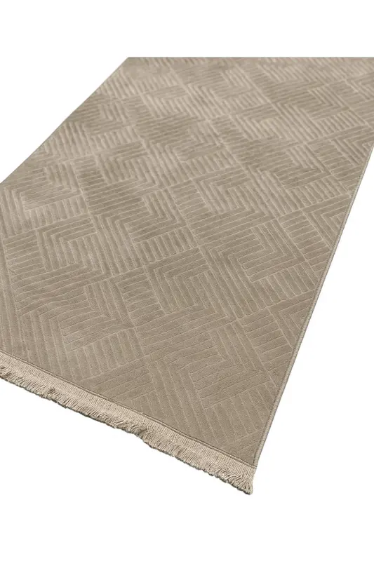 Rölyef Klasik Saçaklı Aden Kaymaz Taban Salon Mutfak Koridor Halı Yolluk Kilim VİZON - Vizon-v - 3