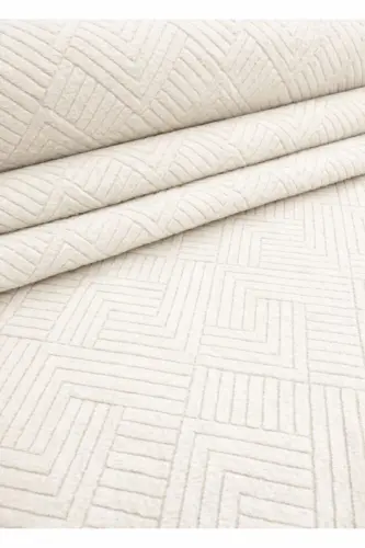Rölyef Klasik Saçaklı Aden Yıkanabilir Kaymaz Taban Salon Mutfak Koridor Halı Yolluk Kilim KREM - Krem-krm - 4