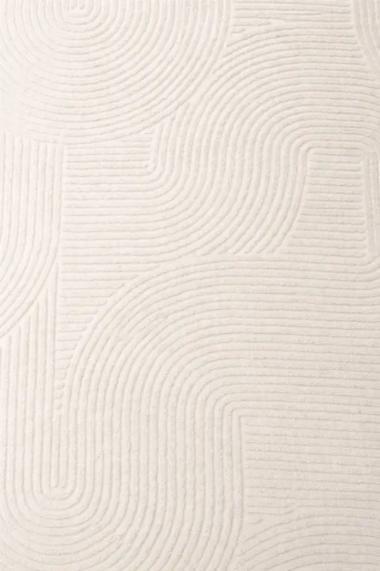 Rölyef Oval Kesim Joy Kaymaz Taban Makinede Yıkanabilir Salon Koridor Halısı Yolluk Kilim KREM-A.Krem - 3