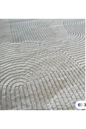 Rölyef Yuvarlak Joy Krem Kaymaz Taban Makinede Yıkanabilir Halı Kilim Yolluk-Açıkkrem - 3