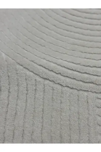 Rölyef Yuvarlak Joy Krem Kaymaz Taban Makinede Yıkanabilir Halı Kilim Yolluk-Açıkkrem - 4