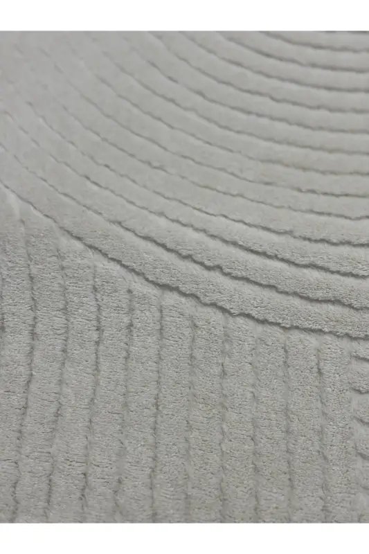 Rölyef Yuvarlak Joy Krem Kaymaz Taban Makinede Yıkanabilir Halı Kilim Yolluk-Açıkkrem - 4