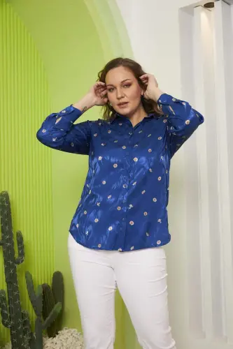 ромашка naqshli katta o'lchamdagi sakson ko'ylak - 1