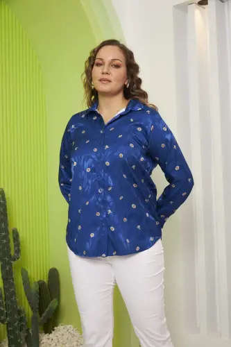 ромашка naqshli katta o'lchamdagi sakson ko'ylak - 2