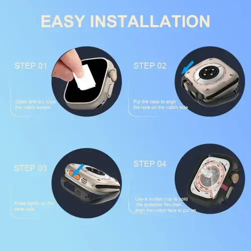 Rontion 6 Pack Hard PC Case Compatible with Apple Watch Ultra 3/Ultra 2/Ultra 49mm with HD Tempered Glass Screen Protector, Touch Sensitive Full Coverage Protective Bumper Cover for iWatch 49mm - 6