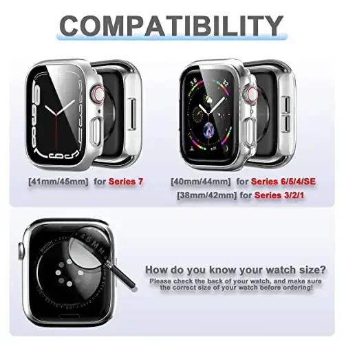 Rontion 6 Pack Hard PC Case for Apple Watch 40mm SE 3/SE(2022) Series 6/SE/5/4 with Tempered Glass Screen Protector, Ultra-Thin Scratch Resistant Protective Bumper Cover for iWatch 40mm Accessories - RONTION (1)