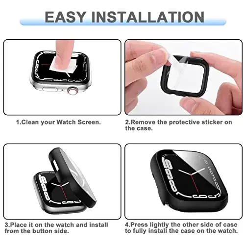 Rontion 6 Pack Hard PC Case for Apple Watch 44mm SE 3/SE(2022) Series 6/SE/5/4 with Tempered Glass Screen Protector, Ultra-Thin Scratch Resistant Protective Bumper Cover for iWatch 44mm Accessories - 10