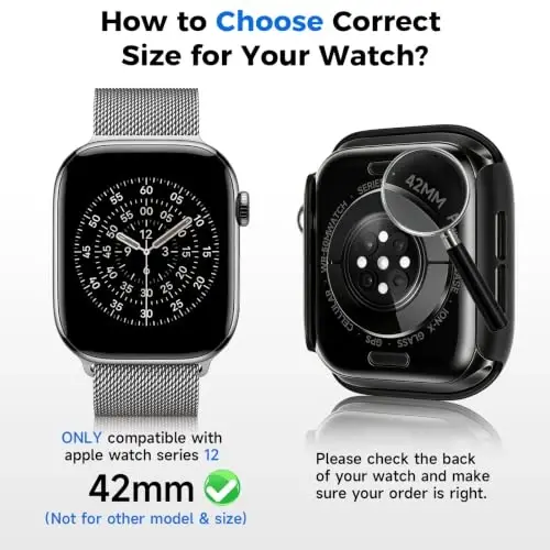 Rontion 6 Pack PC Case with Screen Protector for Apple Watch Series 12 42mm | Ultra-Thin Sensitive Touch Scratch Resistant Hard PC Full Protective Face Cover Bumper Compatible with iWatch Series 12 42mm - Rontion (1)
