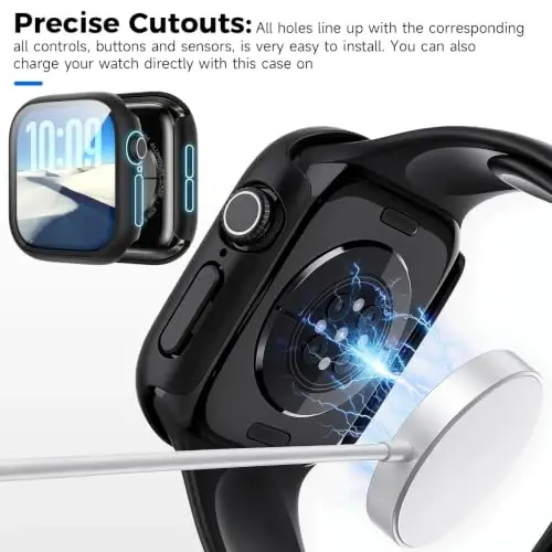 Rontion 6 Pack PC Case with Screen Protector for Apple Watch Series 12 42mm | Ultra-Thin Sensitive Touch Scratch Resistant Hard PC Full Protective Face Cover Bumper Compatible with iWatch Series 12 42mm - 5