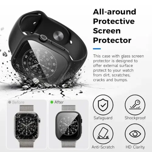 Rontion 6 Pack PC Case with Screen Protector for Apple Watch Series 12 42mm | Ultra-Thin Sensitive Touch Scratch Resistant Hard PC Full Protective Face Cover Bumper Compatible with iWatch Series 12 42mm - 4
