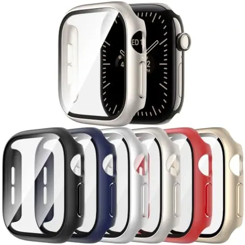 Rontion 6 Pack PC Case with Screen Protector for Apple Watch Series 12 46mm | Ultra-Thin Sensitive Touch Scratch Resistant Hard PC Full Protective Face Cover Bumper Compatible with iWatch Series 12 46mm - 1