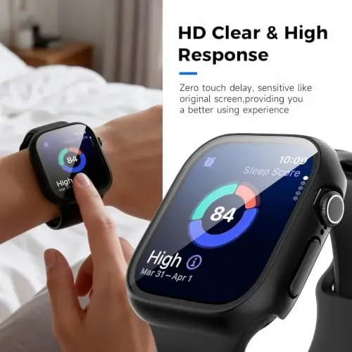 Rontion 6 Pack PC Case with Screen Protector for Apple Watch Series 12 46mm | Ultra-Thin Sensitive Touch Scratch Resistant Hard PC Full Protective Face Cover Bumper Compatible with iWatch Series 12 46mm - 3