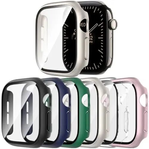 Rontion 6 Pack PC Case with Screen Protector for Apple Watch Series 12 46mm | Ultra-Thin Sensitive Touch Scratch Resistant Hard PC Full Protective Face Cover Bumper Compatible with iWatch Series 12 46mm - Rontion