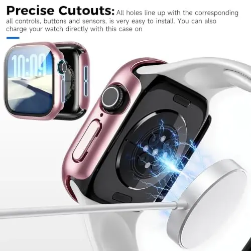 Rontion 6 Pack PC Case with Screen Protector for Apple Watch Series 12 46mm | Ultra-Thin Sensitive Touch Scratch Resistant Hard PC Full Protective Face Cover Bumper Compatible with iWatch Series 12 46mm - 5