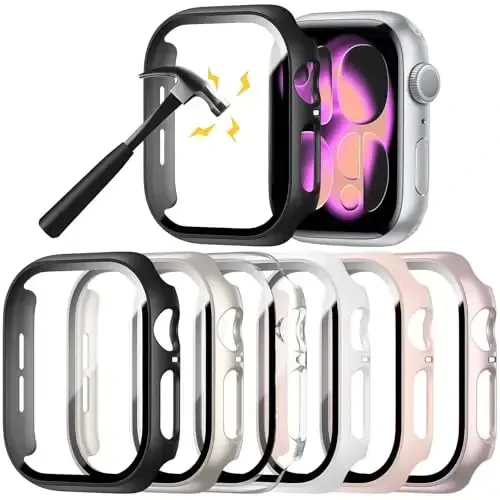 Rontion 6 Pack Qattiq PC G'ilofi Apple Watch Series 11/10 42mm bilan mos keladi, Temperlangan Shisha Ekran Himoyachisi, Ultra-Yupqa Chizishga Chidamli Himoya Bumper Qopqog'i iWatch 11/10 42mm Aksessuarlari uchun 