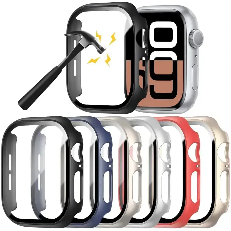Rontion 6 Pack Qattiq PC G'ilofi Apple Watch Series 11/10 46mm bilan mos keladi, Temperli Shisha Ekran Himoyachisi bilan, Ultra Yupqa Chizishga chidamli Himoya Bamperi iWatch 11/10 46mm Aksessuarlari uchun - RONTION