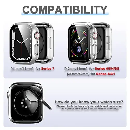 Rontion 6 Pack Hard PC Case for Apple Watch 44mm SE 3/SE(2022) Series 6/SE/5/4 with Tempered Glass Screen Protector, Ultra-Thin Scratch Resistant Protective Bumper Cover for iWatch 44mm Accessories - 2